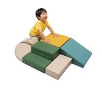 IGLU Soft Play Corner Climber Blocchi per Bambini in Schiuma Set da Gioco per attività 12+ mesi Blocchi di Costruzione Psicomotricità 1 anno 5 XL Cubi Montessori (Pastel Sea)