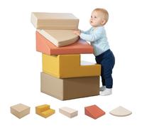 IGLU Soft Play Corner Climber Blocchi per Bambini in Schiuma Set da Gioco per attività 12+ mesi Blocchi di Costruzione Psicomotricità 1 anno 5 XL Cubi Montessori (Pastel Autumn)