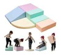IGLU Soft Play Corner Climber Blocchi per Bambini in Schiuma Set da Gioco per attività 12+ mesi Blocchi di Costruzione Psicomotricità 1 anno 5 XL Cubi Montessori (Pastel)