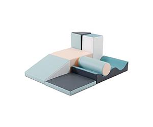 IGLU Soft Play Discoverer 7 XL Cubi Psicomotricità Blocchi per Bambini in Schiuma Set da Gioco 1 anno Montessori per attività Blocchi di Costruzione 12+ mesi (Pastel)