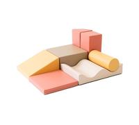 IGLU SOFT PLAY Discoverer - Set di mattoncini da costruzione in schiuma giganti, 7 pezzi (rosa pastello, beige, miele, grigio beige)