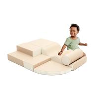 IGLU Soft Play Explorer 6 XL Cubi Montessori Blocchi per Bambini in Schiuma Set da Gioco Psicomotricità 1 Anno per attività Blocchi di Costruzione 12+ Mesi (Beige/Bianco)