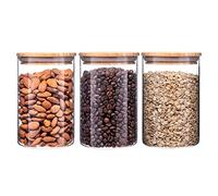 Igluu Meal Prep Barattoli in Vetro con Coperchi in Bambù (Set da 3) - 900ml