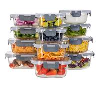 Igluu Meal Prep Contenitori Ermetici per Alimenti in Vetro con Coperchi (Set da 12 - 4 Rettangolari, 4 Quadrati, 4 Tondi) - Senza BPA - Forno, Microonde, Freezer e Lavastoviglie - Vetro Borosilicato