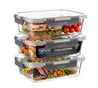 Igluu Meal Prep Contenitori Vetro per Alimenti Grandi (Set da 3) - 1520ml