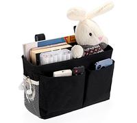 IGNPION Cestini portaoggetti da appendere al comodino in tela, con tasche regolabili, per dormitorio, letto, organizer multiuso per casa, ufficio, scuola, dormitorio, ospedale, nero