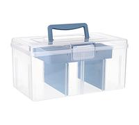 IGNPION Scatola portaoggetti impilabile trasparente con vassoio portaoggetti in plastica a 7 scomparti multiuso per riporre e organizzare giocattoli, artigianato artistico, cancelleria, cucito,