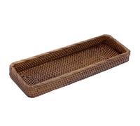 IGNPION Vassoio da portata decorativo in rattan, vassoio portaoggetti da tavolo, vassoio per carta igienica, vassoio organizer per cucina, trucco, vanità, tovaglioli, ornamento (40x15 cm, marrone)