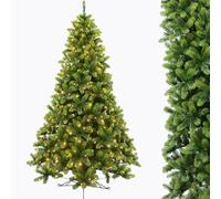 IGOOD Albero di Natale artificiale di alta qualità, 100% stampaggio a iniezione, 210 cm, con 500 luci a LED, albero di Natale realistico con punte stabili, elegante abete nordman, facile da montare