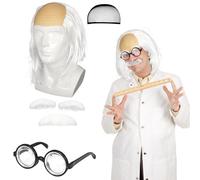 Igor Einstein Professore Parrucca Scienziato con Barba Sopracciglia Halloween Parrucca Occhiali per Adulti Cosplay Party Vecchio Dress Up Carnevale per Feste
