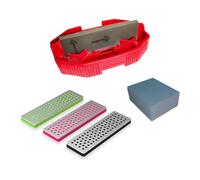 IGOSKI Snowboard Ski Edge Bevel Tuning Ski Wax kit, strumento snowboard, affilabordi sci accordatore laterale strumento angolo sci & diamanti & Gummi Stone (strumento+diamanti + pietra gomma) (rosso)