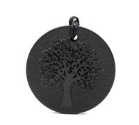 Igox Shungite - Ciondolo albero della vita, cerchio con cordino - autentica pietra di guerison per bilanciamento dei chakra e dell'energia, pietra, Pietra