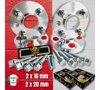 IGP 4 DISTANZIALI 16+20 mm 4 x 98 mozzo 58.1 + 16 BULLONI compatibili con FIAT PANDA + CROSS 4x4 dal 1980 al 2022 in poi *OK AUTO RUOTA CERCHI IN LEGA