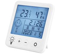 Igrometro digitale retroilluminato e termometro con batteria ricaricabile USB, sveglia e indicatore di comfort, monitor di temperatura e umidità