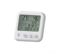 Igrometro digitale termometro da interni, grande display LCD con orologio, data, giorno della settimana, montabile a parete o stazione meteorologica per casa, ufficio, cameretta dei bambini (A)