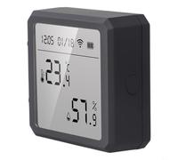 Igrometro digitale termometro plastica 8x8cm nero (per zigbee) | Schermo LCD, letture in tempo reale, connettività WiFi, telecomando app, finitura nera o bianca