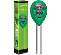 Igrometro per Piante Misuratore PH Terreno Misuratore Umidità Terreno Tester, 3 in 1 Sensore Umidità Terreno phmetro Tester di luce solare per Giardinaggio, Agricoltura, Piante test di soil