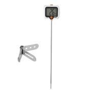Igrometro, Termometro digitale for dolci con sonda e clip for pentola - LCD a lettura istantanea for alimenti, preparazione, carne, cottura per serra, seminterrato, incubatrice per rettili, (White)
