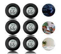 Igrometro termometro digitale per interni: Nizirioo confezione da 6 Mini igrometro LCD, misuratore di umidità Mini termometro per serra, cantina, cameretta dei bambini, nero, rotondo