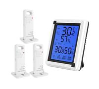 Igrometro Termometro for Interni Ed Esterni umidità 3 Sensore Wireless Igrometro Digitale Touchscreen Monitor for L'umidità Dela Temperatura Alta Precisione(with 3 Sensor)