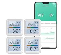 Igrometro termometro WiFi intelligente, Tuya Digitale Temperatura Umidità App Controllo Retroilluminazione, Monitor Wireless Temperatura Interna Compatibile Alexa (4 Pack)