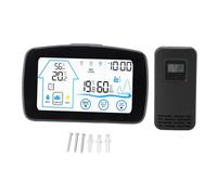 Igrometro Termometro Wireless, Orologio Temperatura Umidità con Touchscreen Retroilluminato, Nero - Trasmissione Lunga Distanza, Previsione Meteo, Uso Interno ed Esterno (Nera)