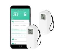 Igrometro WiFi: sensore di umidità intelligente della temperatura con allarme di notifica, archiviazione ed esportazione dei dati, monitor calibrabile della temperatura, compatibile con Alexa (2PCS)