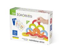 Igroteco Gioco di equilibrio di mosaico in legno 24 semicerchi arcobaleno | Montessori giocattolo educativo per promuovere abilità motorie, creatività e pazienza | Gioco impilabile e bilanciamento per