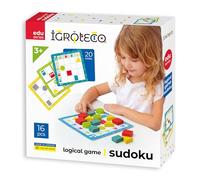 Igroteco® Gioco di logica Sudoku geometrico | 16 pezzi in legno | giocattolo educativo in legno 20 compiti | Promuovere la logica e le capacità motorie | colori a base d'acqua sicuri