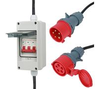 IGTOPS Adattatore CEE da 63 A a 32 A, 400 V, 63 A a 32 A, con fusibile da 32 A, accoppiamento ad alta corrente, 5 G4/5 G6 5 P, spina e presa con interruttore di protezione della linea