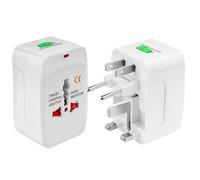 IGTOPS Adattatore da viaggio a livello mondiale, adattatore universale con 2 USB da viaggio adattatore AC presa da viaggio per EU DE USA dall'Inghilterra Thailandia Italia, 3G556