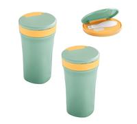 IGTOPS Microwave - Tazza da zuppa, con cucchiaio, contenitore con coperchio, per yogurt, adatto al microonde, 400 ml (2 pezzi, verde)
