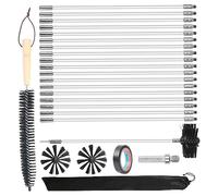 IGTOPS Spazzola per tubi del forno, spazzola per la pulizia del camino, con 2 spazzole e 18 aste, spazzola per la pulizia del camino, caldaia, tubazione (24 pezzi)