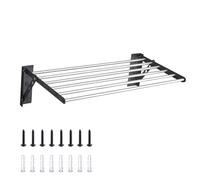 IGTOPS Stendibiancheria pieghevole da parete in acciaio inox, con 6 aste rotonde, portasciugamani regolabili per risparmiare spazio e ideale per il bagno o il travetto (80 cm)