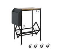 IGTOPS Supporto vintage per giradischi, tavolino con libreria a forma di V, ruote e conservazione, in legno, 150 album, nero