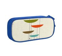 IguaTu Astuccio con stampe moderne di metà secolo, grande capacità, doppio strato, per studenti, in tessuto Oxford resistente, organizer per scuola e ufficio, Blu, Taglia unica, Beauty Case