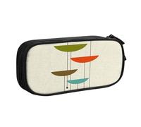 IguaTu Astuccio con stampe moderne di metà secolo, grande capacità, doppio strato, per studenti, in tessuto Oxford resistente, organizer per scuola e ufficio, Nero , Taglia unica, Beauty Case