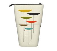 IguaTu Astuccio espandibile con animali della fattoria, organizer telescopico per cancelleria, resistente tessuto Oxford, borsa multiuso per penne, trucchi, Stampe moderne di metà secolo, Taglia