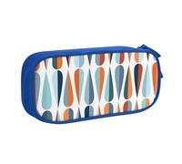 IguaTu Astuccio moderno di metà secolo con forme a goccia, grande capacità, doppio strato, per studenti, in tessuto Oxford resistente, organizer per articoli per scuola e ufficio, Blu, Taglia unica,