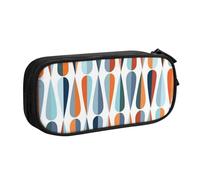 IguaTu Astuccio moderno di metà secolo con forme a goccia, grande capacità, doppio strato, per studenti, in tessuto Oxford resistente, organizer per articoli per scuola e ufficio, Nero , Taglia unica,