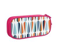 IguaTu Astuccio moderno di metà secolo con forme a goccia, grande capacità, doppio strato, per studenti, in tessuto Oxford resistente, organizer per articoli per scuola e ufficio, rosa, Taglia unica,