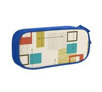 IguaTu Astuccio moderno di metà secolo, grande capacità, doppio strato, per studenti, in tessuto Oxford resistente, organizer per articoli per scuola e ufficio, Blu, Taglia unica, Beauty Case