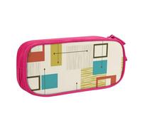 IguaTu Astuccio moderno di metà secolo, grande capacità, doppio strato, per studenti, in tessuto Oxford resistente, organizer per articoli per scuola e ufficio, rosa, Taglia unica, Beauty Case