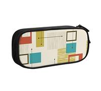 IguaTu Astuccio moderno di metà secolo, grande capacità, doppio strato, per studenti, in tessuto Oxford resistente, organizer per articoli per scuola e ufficio, Nero , Taglia unica, Beauty Case