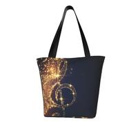 IguaTu Borsa a tracolla casual da donna native americane, grande capacità, leggera, con cerniera, per shopping, viaggi e uso quotidiano, Nota musicale d'oro con stella brillante, Taglia unica