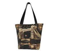 IguaTu Borsa a tracolla casual da donna per cani, grande capacità, leggera, con cerniera, per shopping, viaggi e uso quotidiano, Notte Londra Tower Bridge, Taglia unica