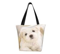 IguaTu Borsa a tracolla da donna con spezie e condimenti casual, grande capacità, leggera, con cerniera, per shopping, viaggi e uso quotidiano, Carino cucciolo maltese, Taglia unica