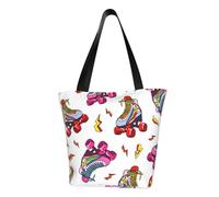 IguaTu Borsa a tracolla da donna con stampa di pattini a rotelle a colori, borsa a tracolla leggera di grande capacità, con cerniera, per shopping, viaggi e uso quotidiano, Stampa pattini a rotelle a