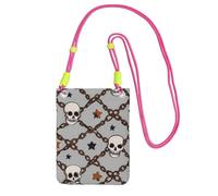 IguaTu Borsa a tracolla per telefono con cane della Pomerania in stile cartone animato per le donne leggera resistente all'acqua borsa a tracolla piccola borsa da viaggio, Teschio e fulmine, Taglia