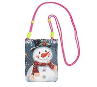 IguaTu Borsa a tracolla per telefono da donna moderna di metà secolo con forme a goccia borsa a tracolla leggera in twill impermeabile piccola borsa da viaggio, Pupazzo di neve con scritta "Merry